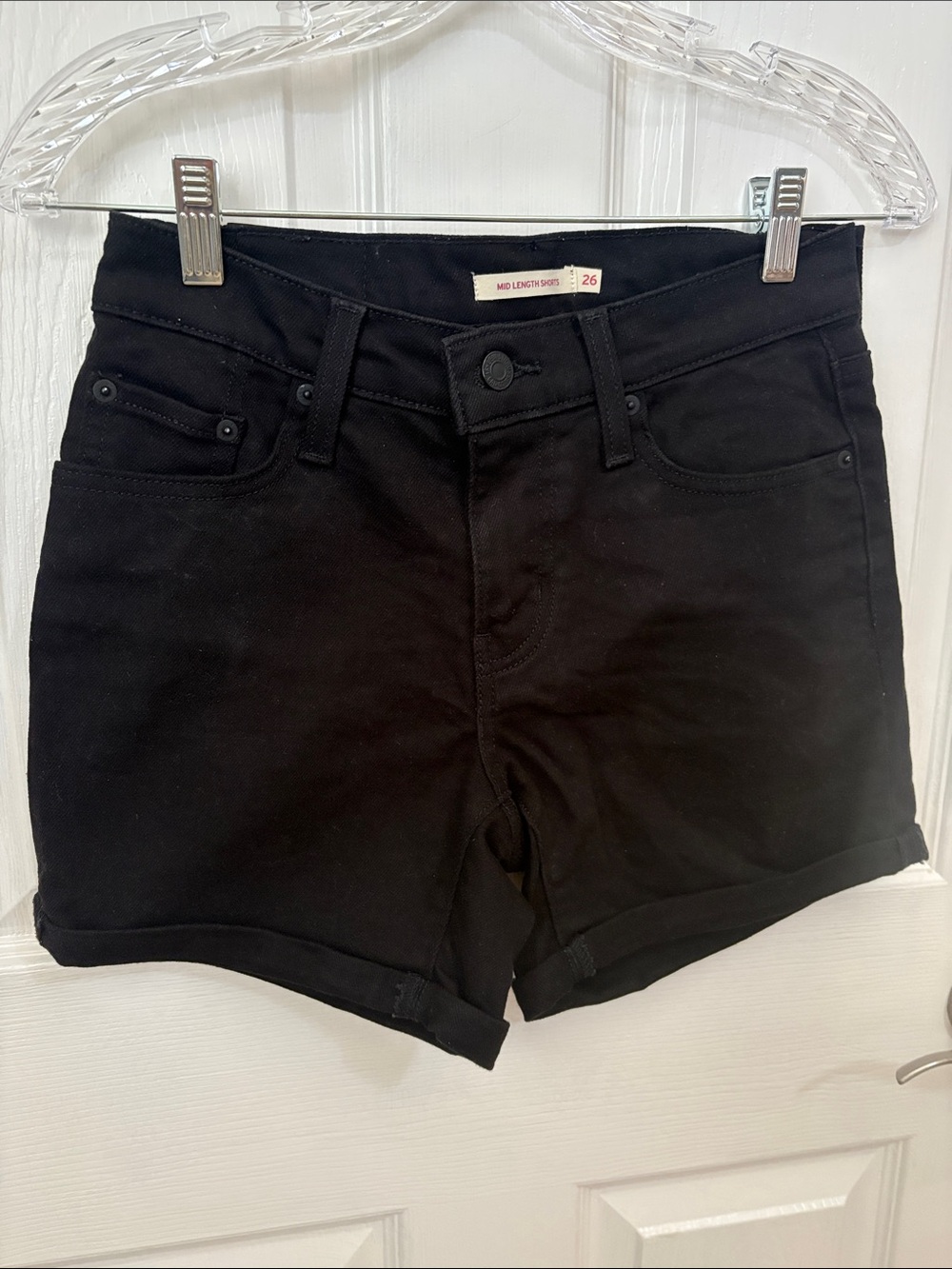 Levi's Women's Black Mid-Rise Denim Shorts